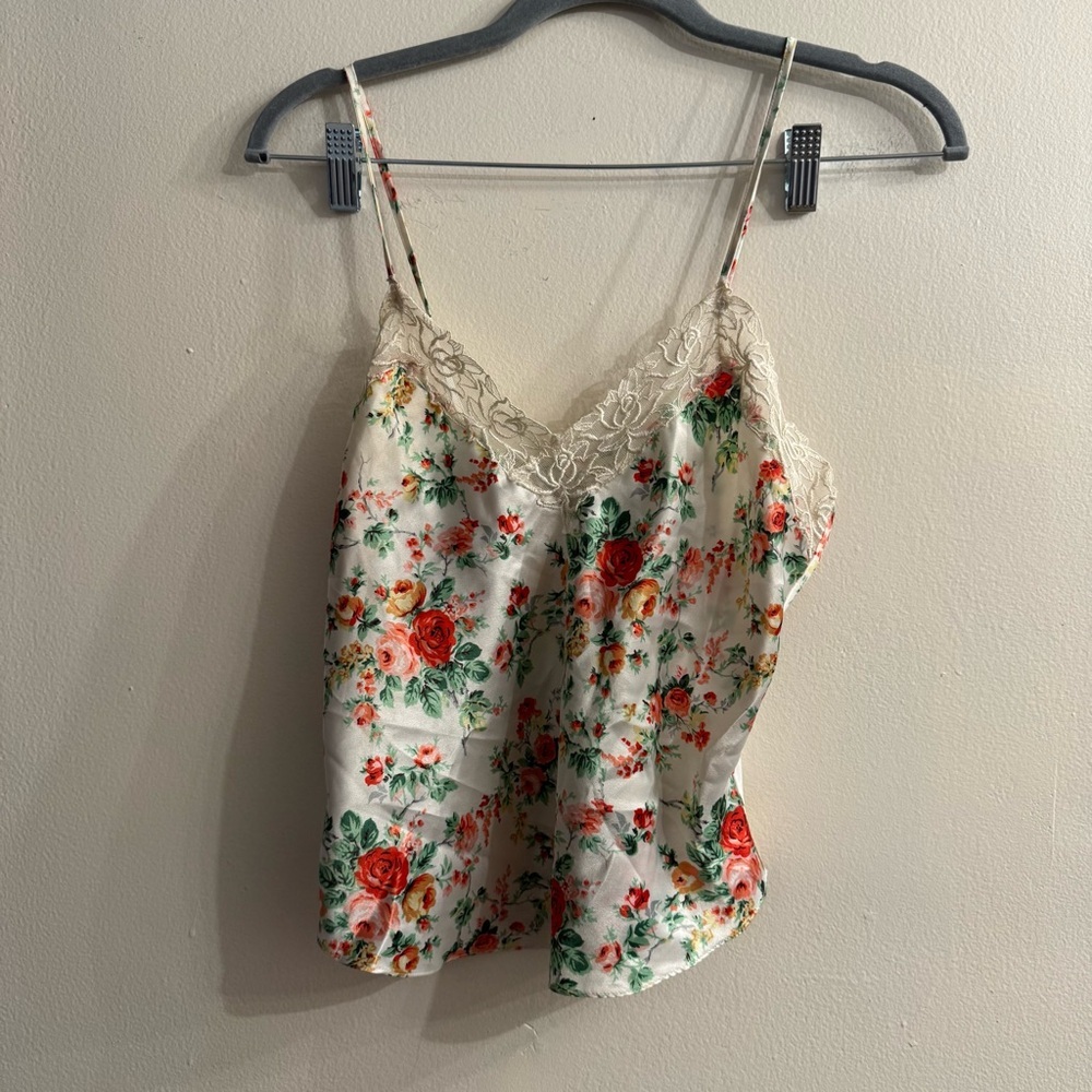 Victoria’s Secret Gold Label Vintage Floral Lace Trim Camisole Top Size Petite